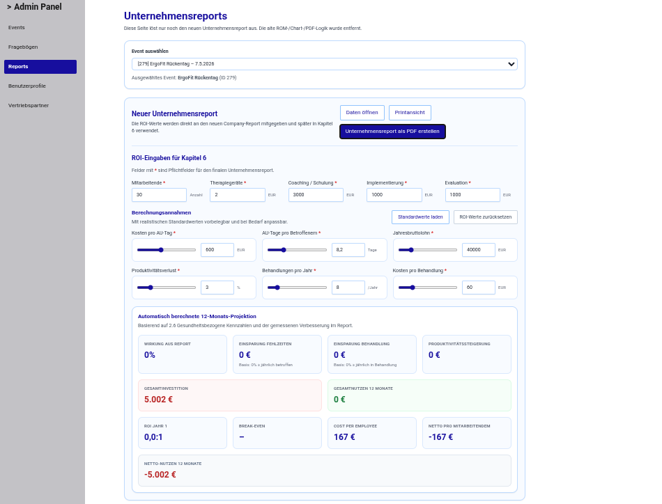 Event- & Report-Automation Ansicht 1
